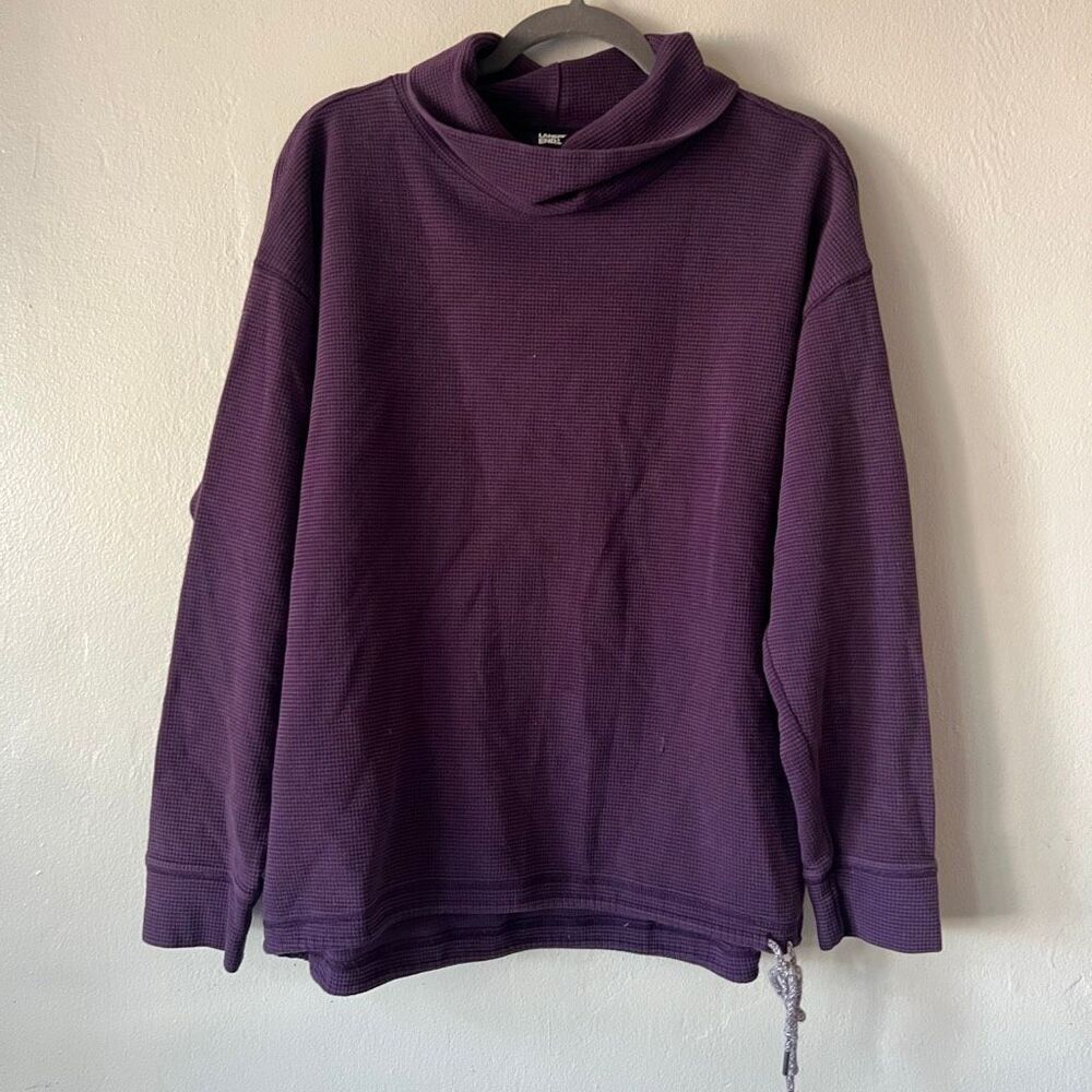 Lands' End Women's Long Sleeve Waffle Cowl Neck Tunic. It is made from a lightwe